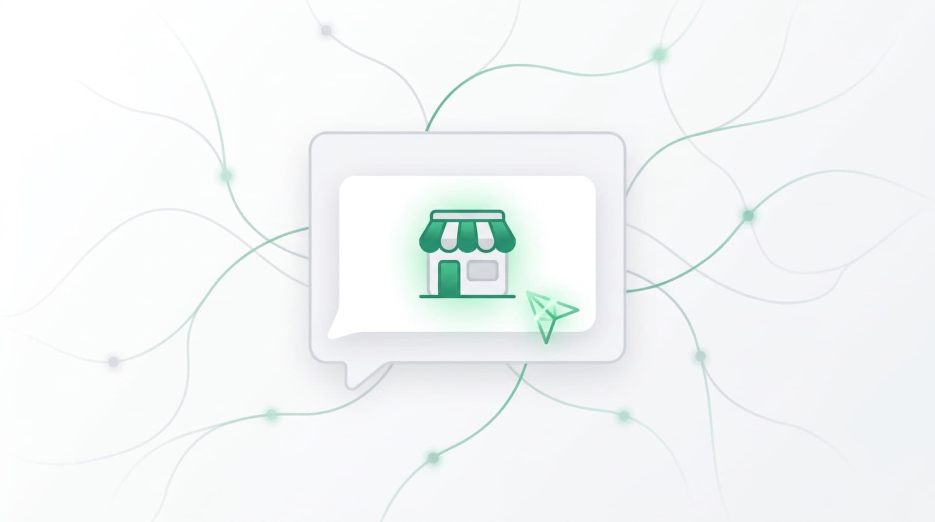 Illustratie van een AI chatvenster dat een lokaal bedrijf aanbeveelt