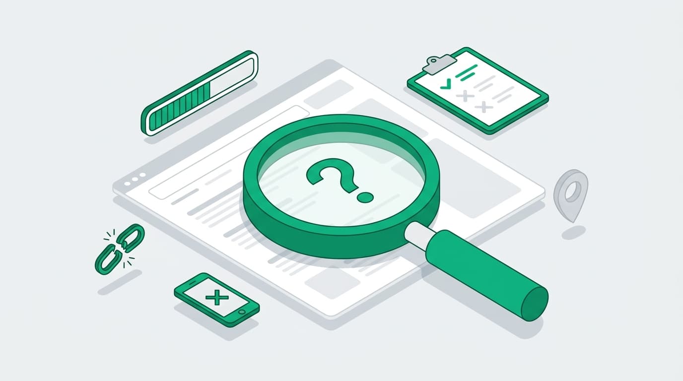 Illustratie van lokale SEO analyse voor een website die niet gevonden wordt