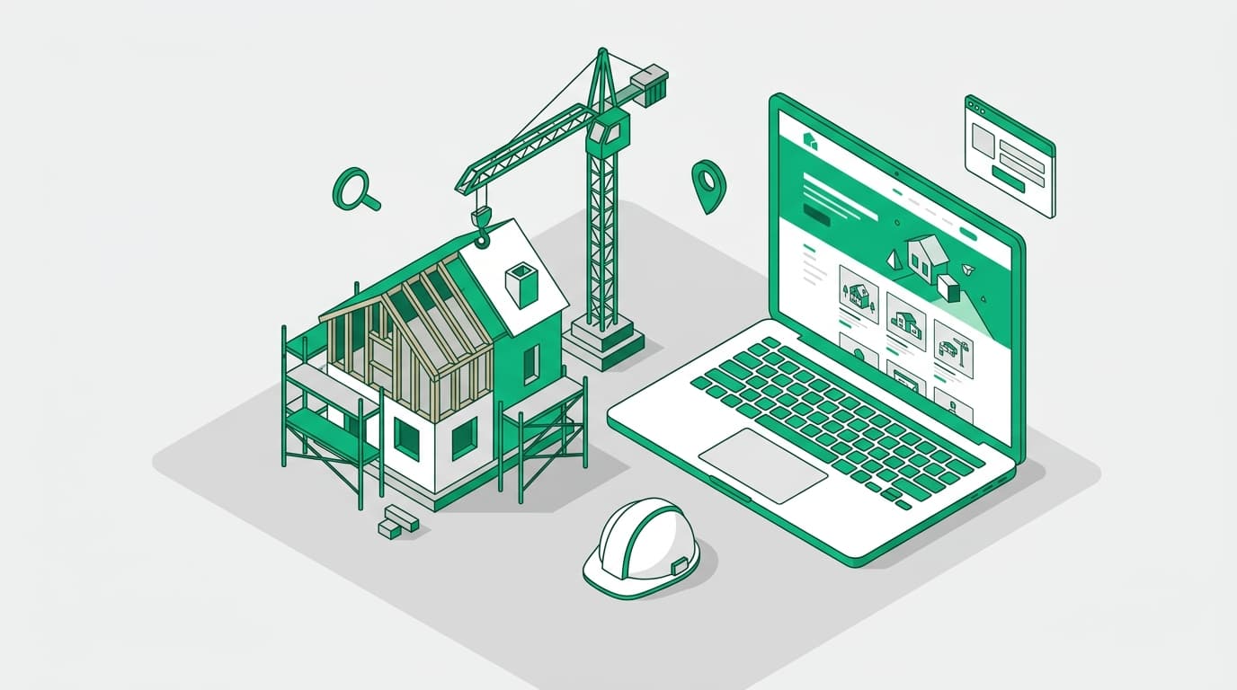 Illustratie van een bouwbedrijf website met projectportfolio