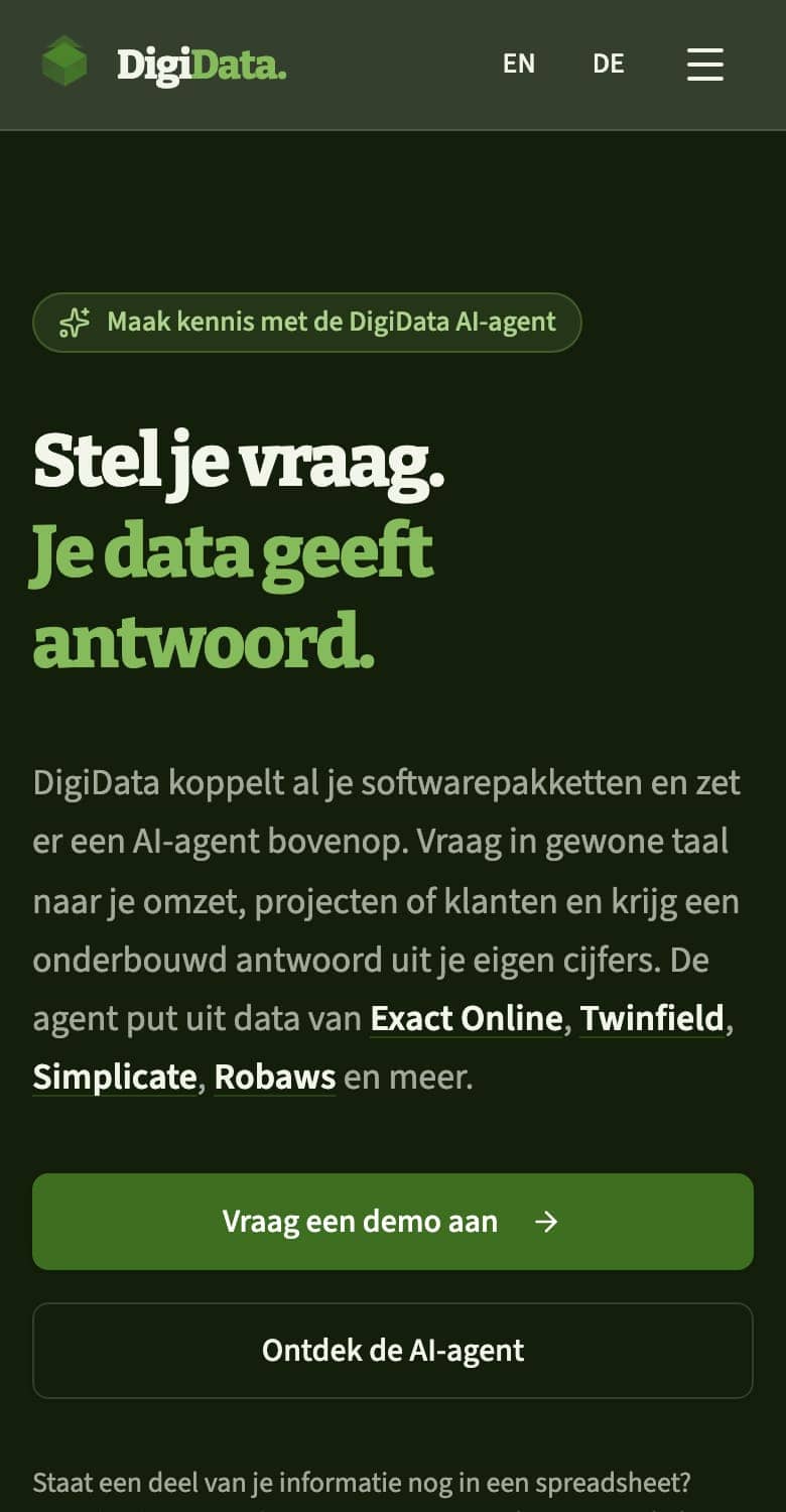 DigiData mobiele weergave