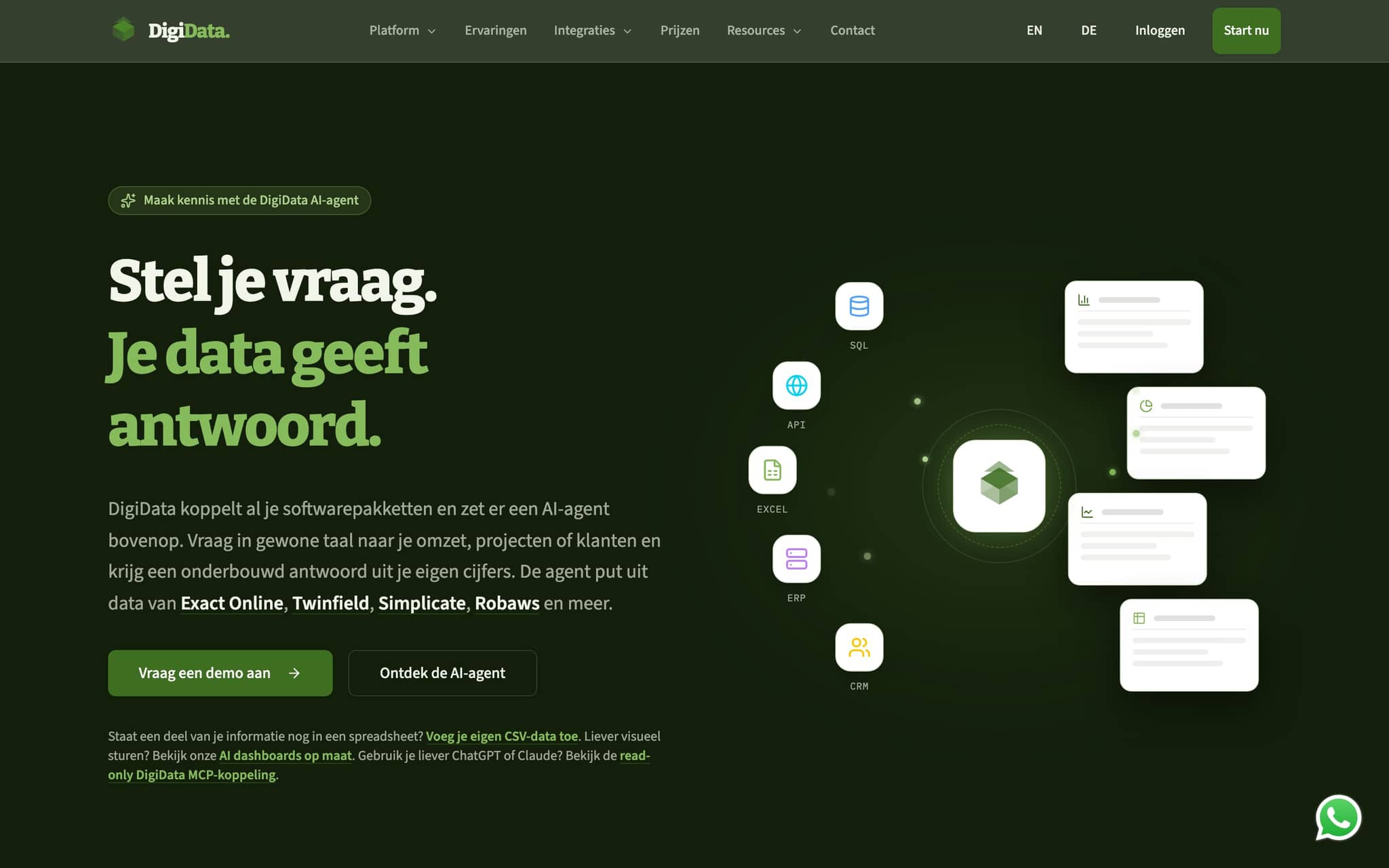 DigiData website, gebouwd door Postmaster