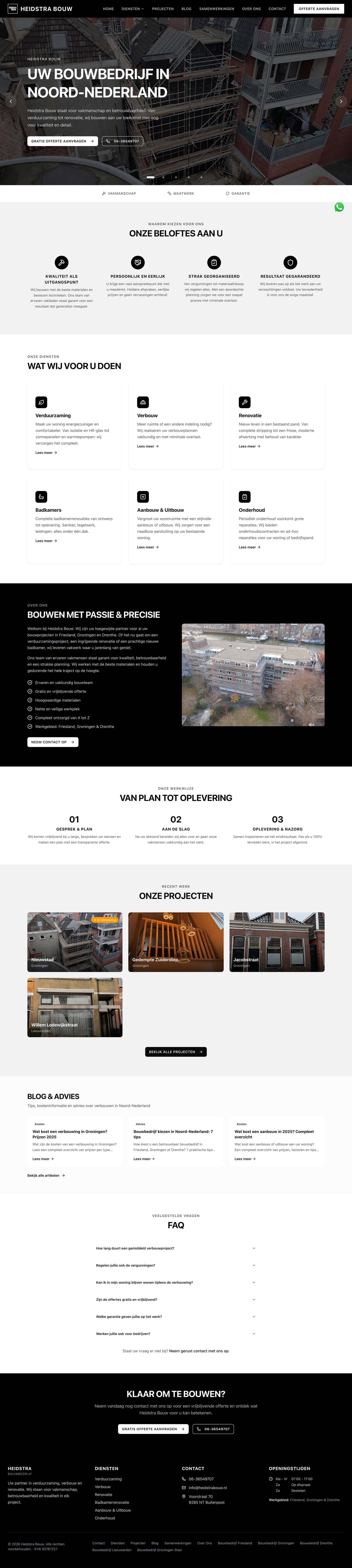 Heidstra Bouw website screenshot