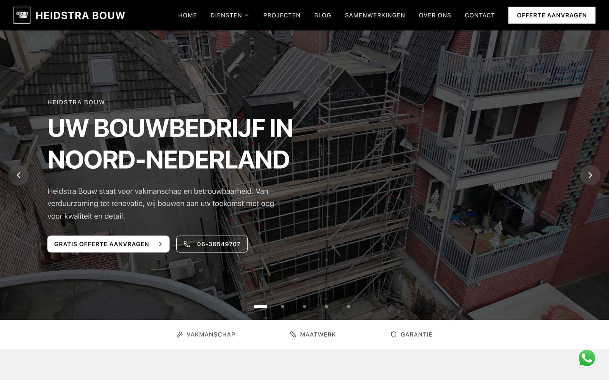 Heidstra Bouw website