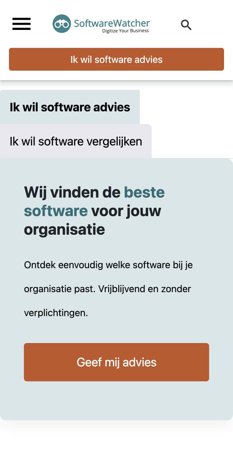 SoftwareWatcher mobiele weergave