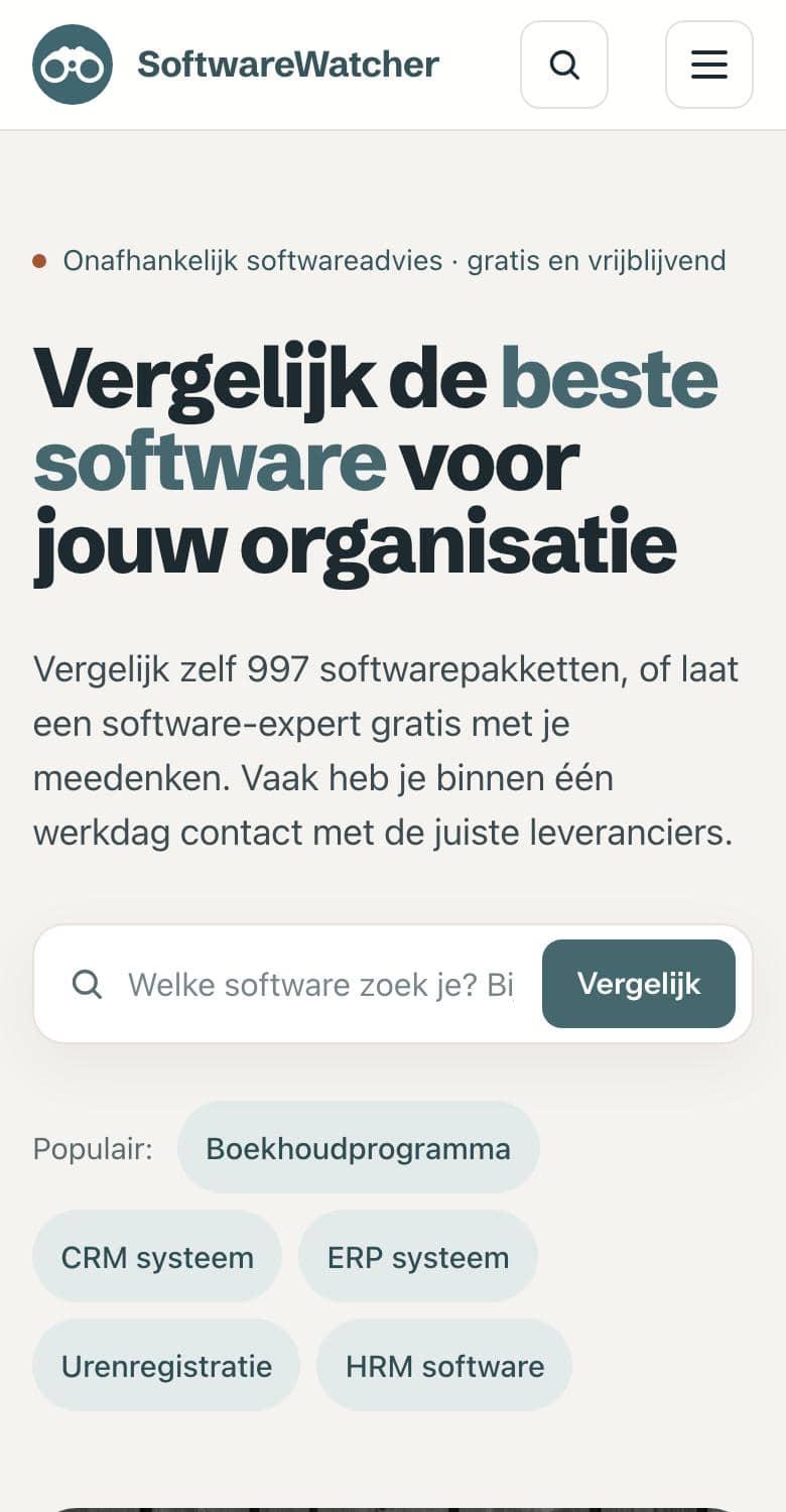SoftwareWatcher mobiele weergave