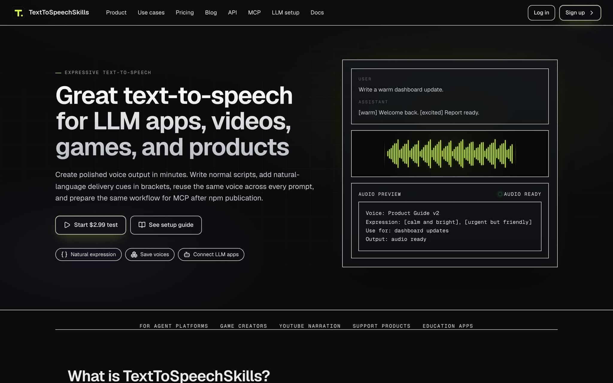 TextToSpeechSkills website screenshot