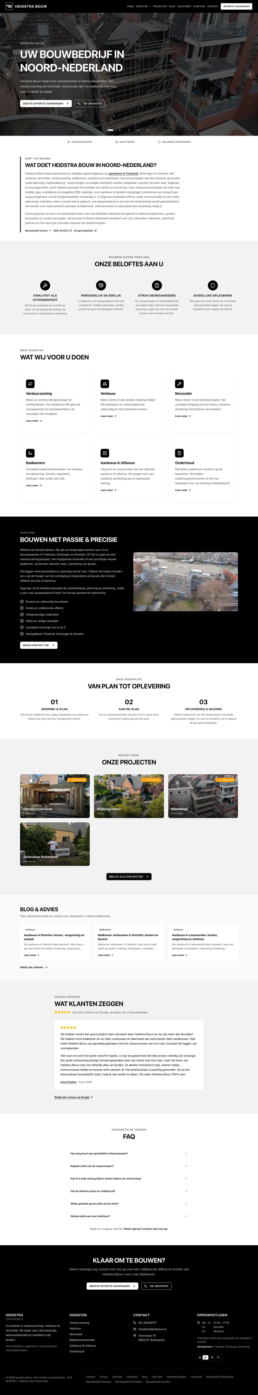Heidstra Bouw website